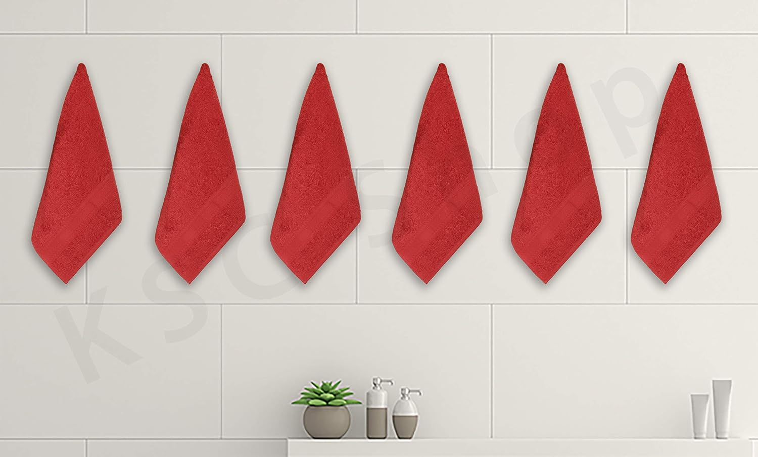 Ksc Shop Royal Cotton Hand Towel 750 Gsm - Set Of 6 (Maroon Red)
