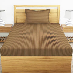 Glace Cotton 1 Single Bedsheet With 1 Pillow Cover - 60 X 90 Inches, Coffee | Comfort Fabric Bedsheet Home, Hotel & Guest House