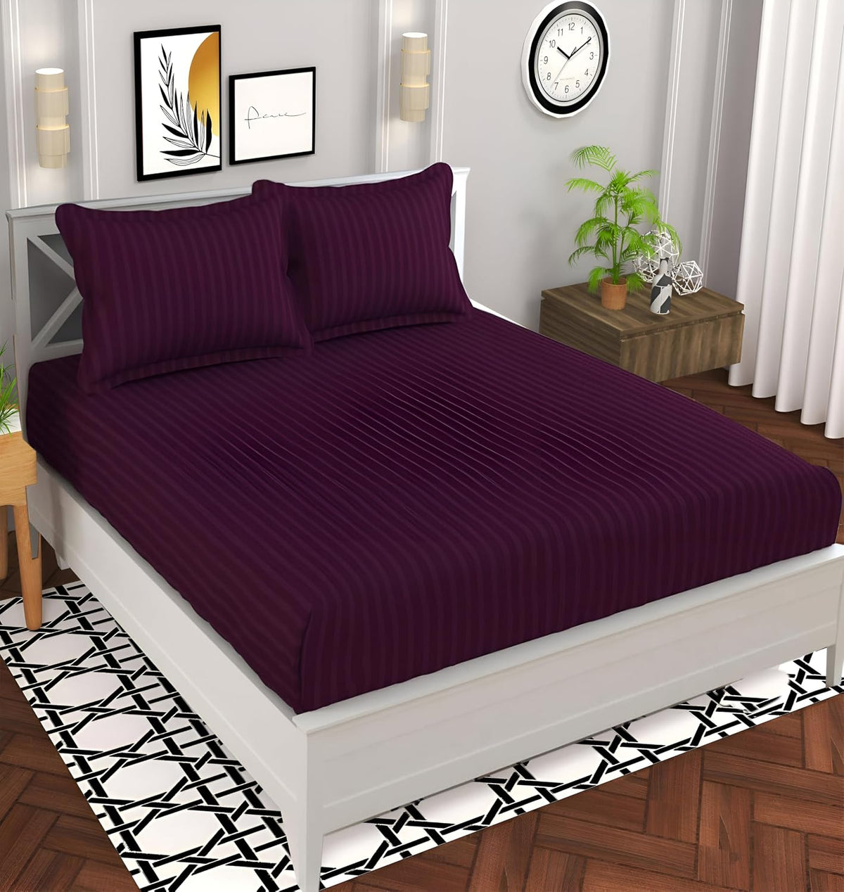 Cotton Double Bedsheet With 2 Pillow Cover - 90 X 90 Inches, Wine | Suitable For All Seasons & Easy To Wash | Bedding Set For Daily Use