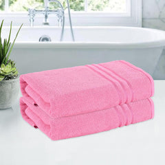 Kuber Industries Bath Towel 900 Gsm | Towel For Bath, Gym, Travel & Beach | Plain Lining (Pink)- Pack Of 2