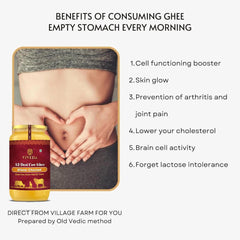 Premium A2 Desi Cow Ghee By Viveda | Hand-Churned, Traditional Bilona Method Pure Desi Cow Ghee Good For Health | (100ml) 3.3 Ounce | Jar Pack