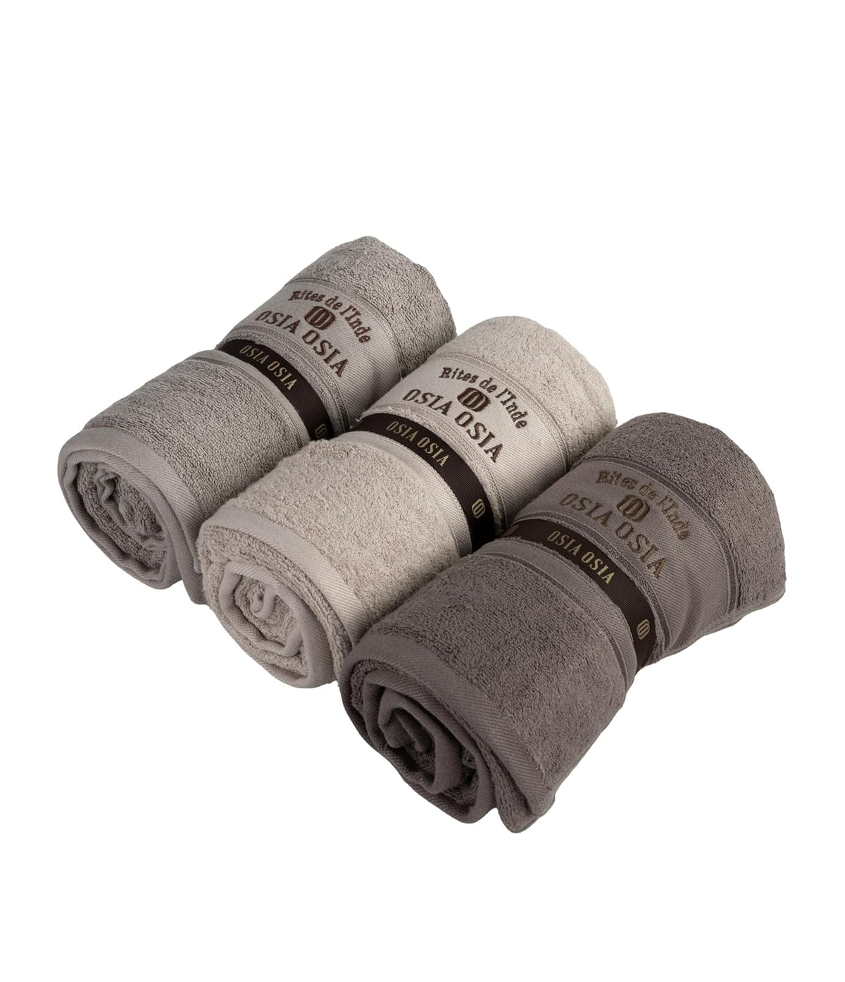 Osia Osia Bamboo Silk Bath Towels 1800 Gsm | Extra Soft Plush & Quick Dry High Absorbency With Large Size Towels (Grey, Beige & Brown) - 3 Pcs