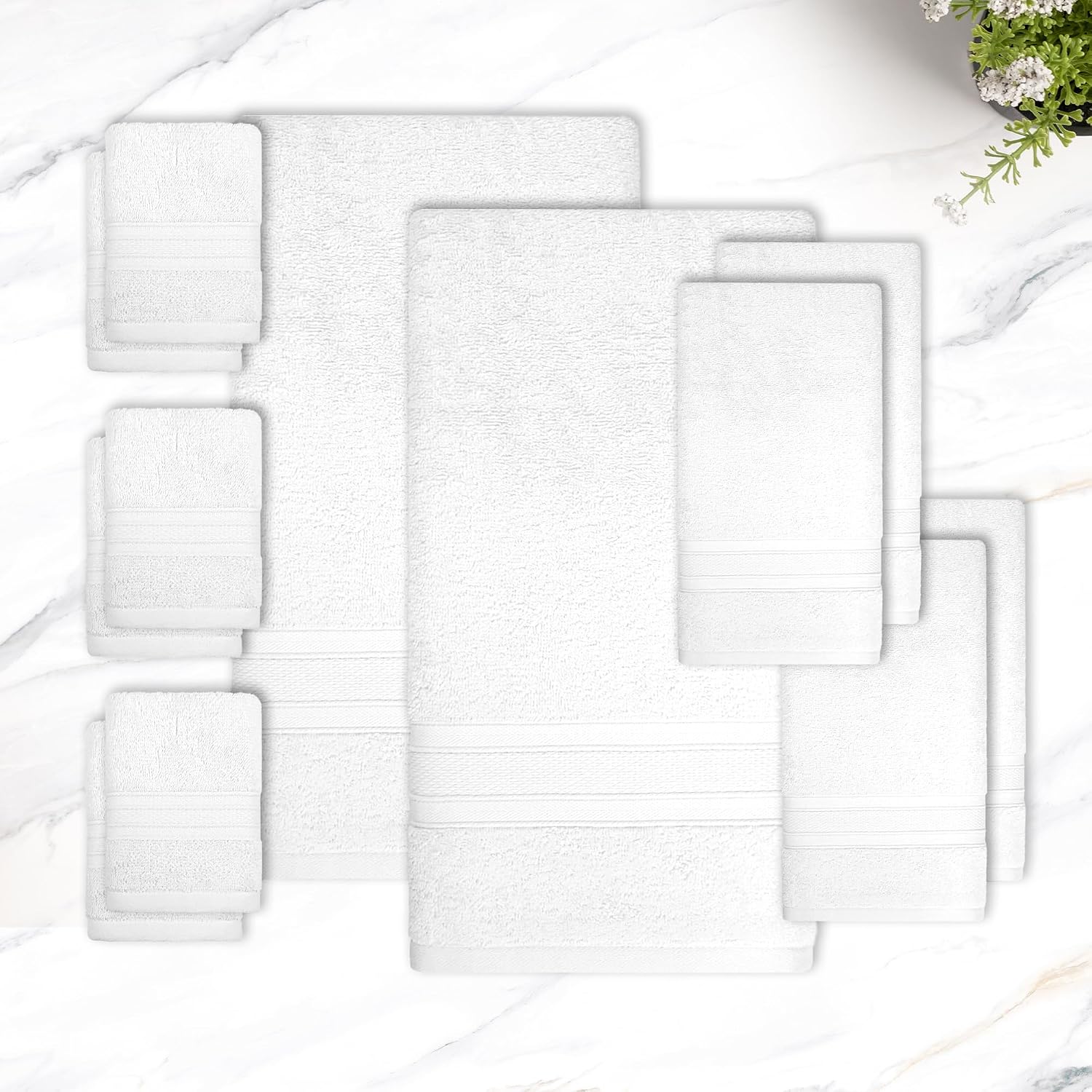 Trident Soft Comfort Air Rich Bath Towels 500 Gsm | 100% Cotton Towel, Super Soft, Highly Absorbent 12 Pieces (White)