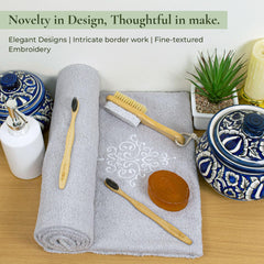 Rangoli 100% Bamboo Bath Towels 500 Gsm | Large Size Ultra Soft, Quick-Absorbent & Eco-Friendly Bath Towels - Grey