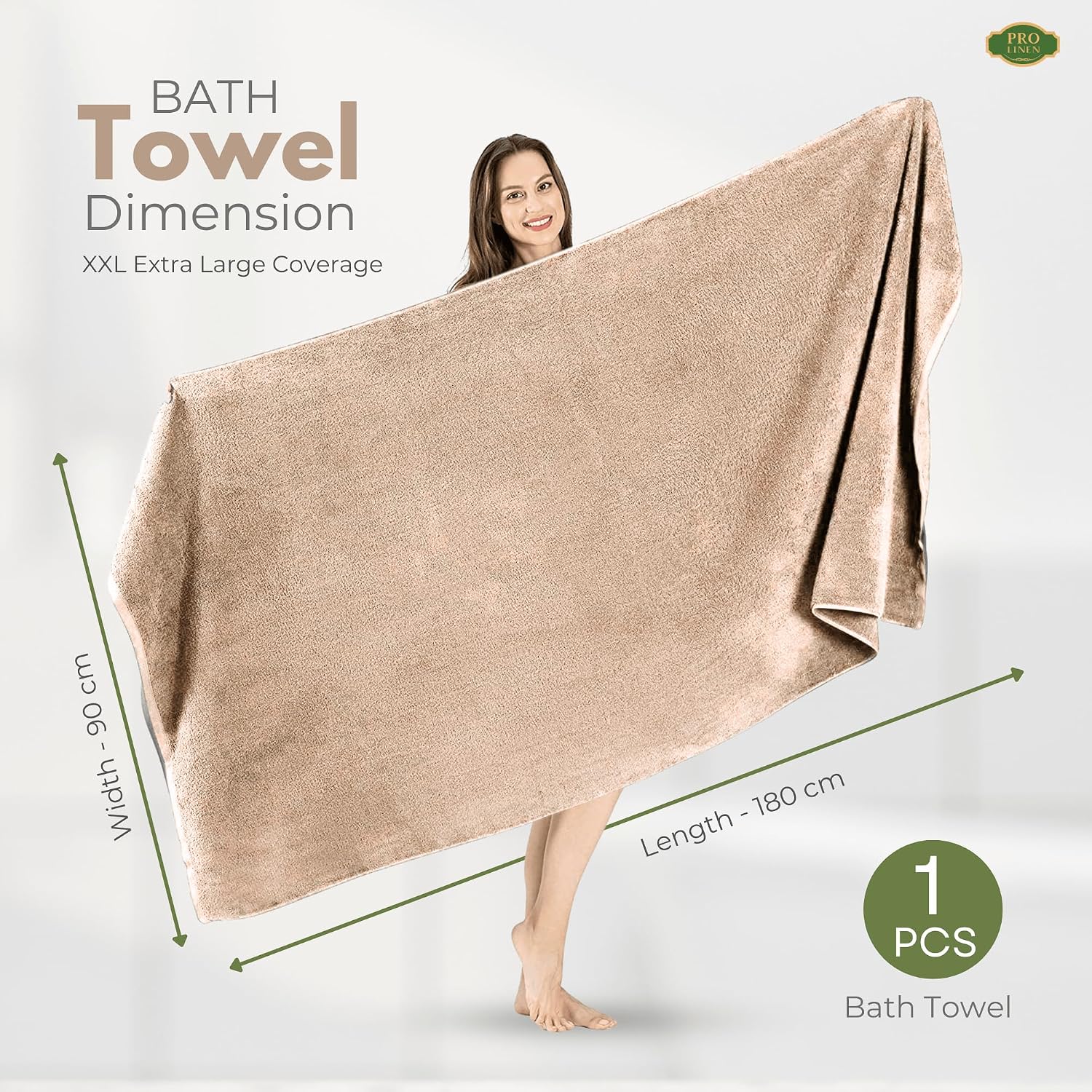 Pro Linen 100% Cotton Jumbo Bath Towel 500 Gsm | Extra Large Super Soft & Fluffy | Hotel & Home Use