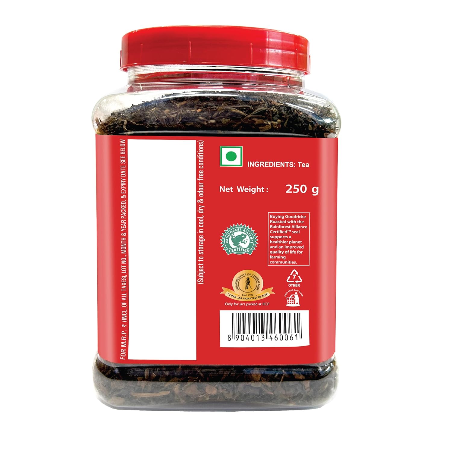 Goodricke Roasted Darjeeling Tea 250gm Jar, 8.8 Ounce - Flavoury Golden Orange Pekoe | Premium Black Loose Leaves Tea With Rich Taste & Flavor - 100% Pure & Original Long Leaf Chai | Low Caffeine