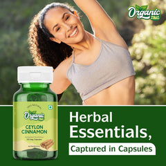 Organic Zing Ceylon Cinnamon Supplement Pills Usda Certified 1200mg, Contributes To Overall Well - Being & Overall Comfort | 120 Capsules 200gm 0.4lbs