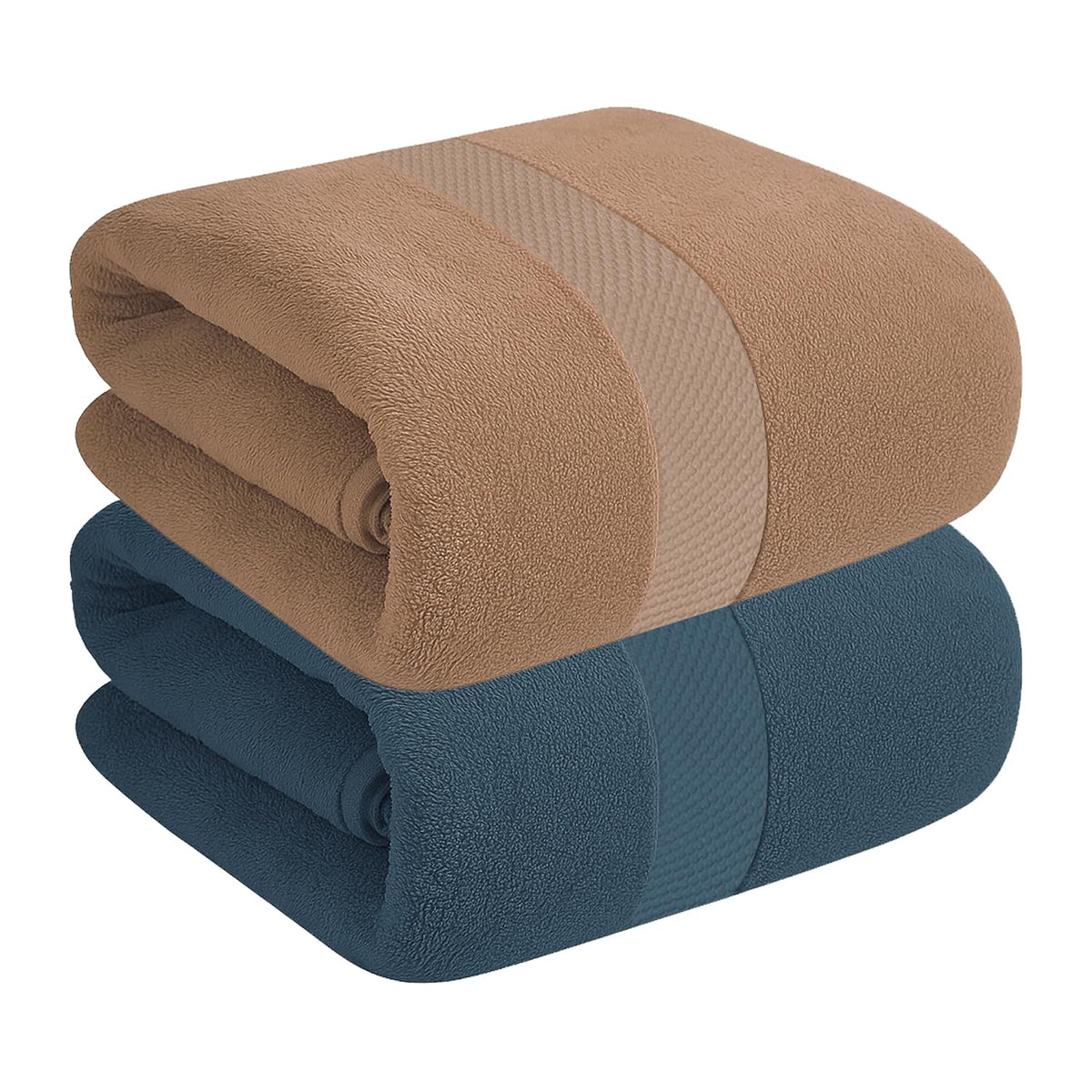 House Of Terry 100% Cotton Bath Towel 900 Gsm | Quick Dry, Soft & Absorbent, Fade-Resistant, Skin-Friendly For Men & Women Towel (Brick & Oslo Blue) - Pack Of 2