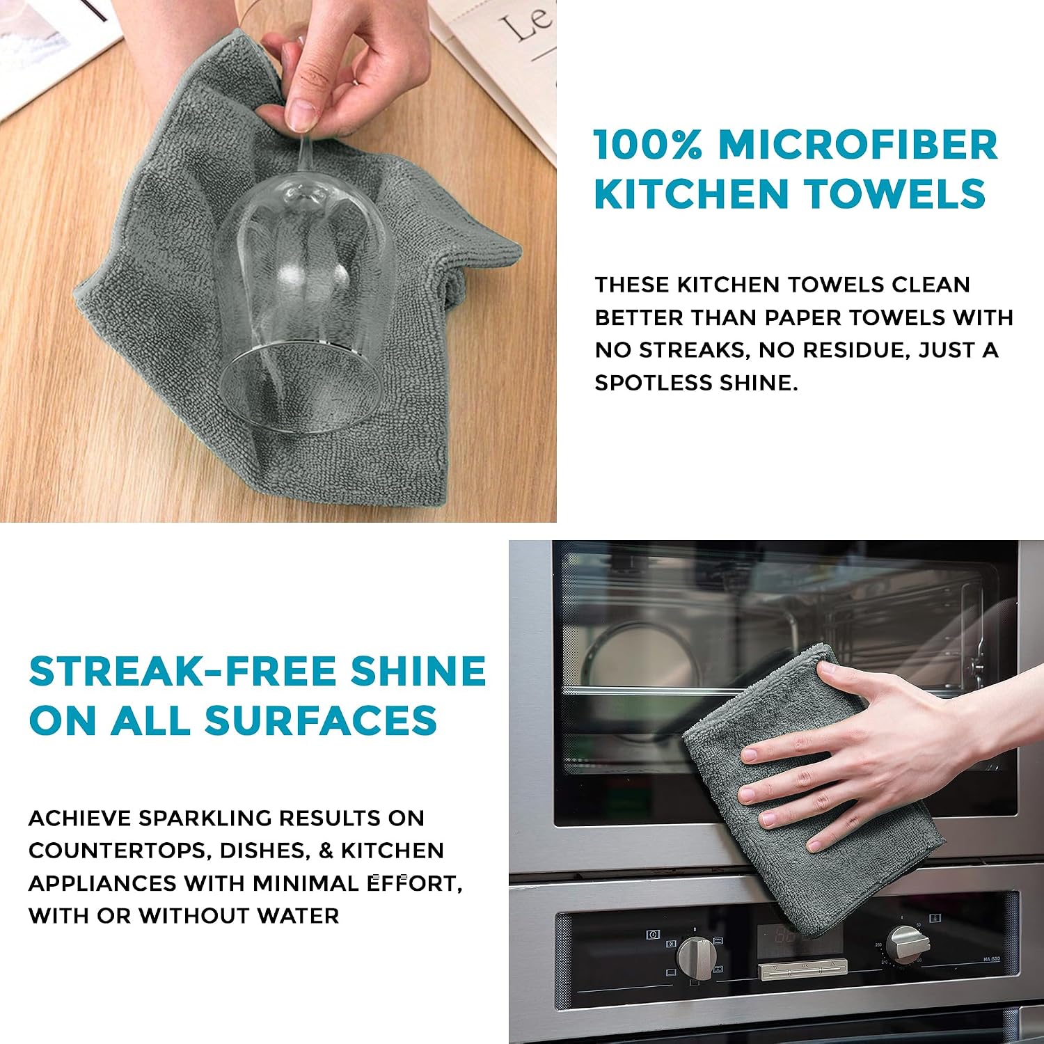 Story@Home Microfiber Cleaning Cloths 360 Gsm | Highly Absorbent, Lint & Streak Free, Multi -Purpose Wash Cloth (Grey)- Set Of 4