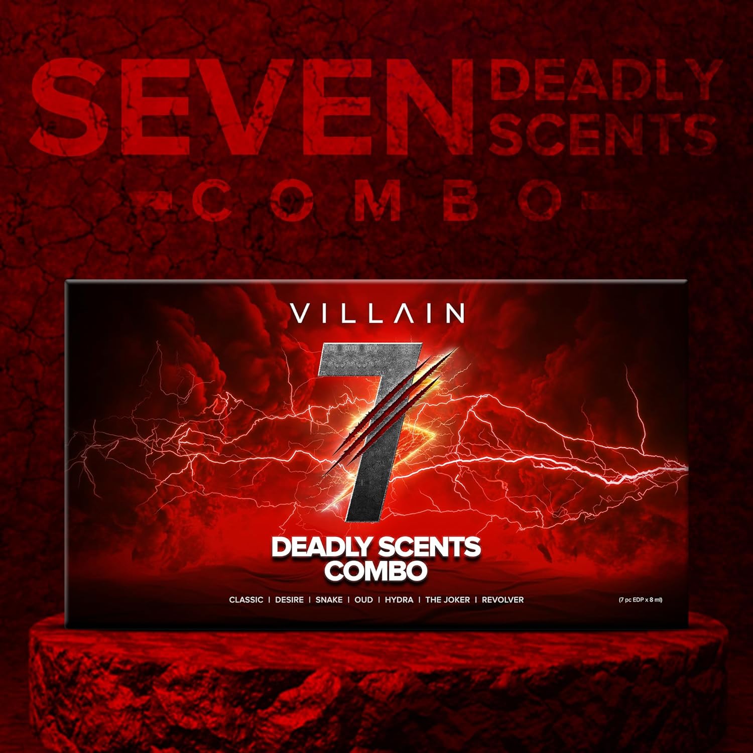 Villain 7 Deadly Scents Combo Trial Pack Of 7 X 0.27 Fl.oz. | Pocket Perfume For Men | Eau De Parfums