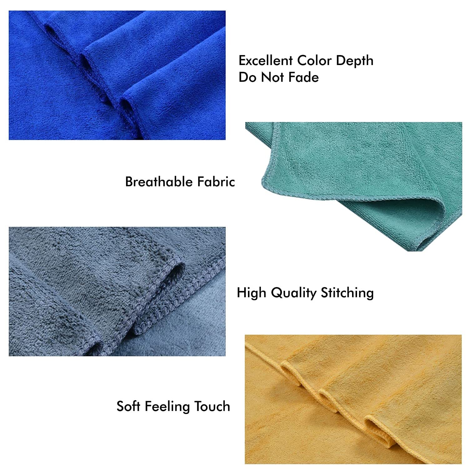 Yellow Weaves Super Soft Microfiber Hand Towels, Gym & Workout Towels 400 Gsm, Multicolour Set Of 4