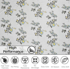 Printed King Size Bedsheet With 2 Pillow Cover - 108 X 108 Inches, Grey | Double Bed Breathable & Wrinkle Free | All-Season Comfort Bedsheet