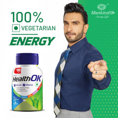 Mankind's Health Ok Multivitamin With Natural Ginseng & Taurine Power Lemon Flavour , 100% Vegetarian | 60 Tablets 100gm 0.2lbs