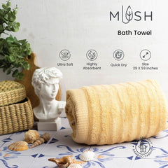 Mush Ultra Soft & Super Absorbent Large Bath Towel 600 Gsm | Bamboo Towel For Bath | (Cream & Golden Brown) Pack Of 2