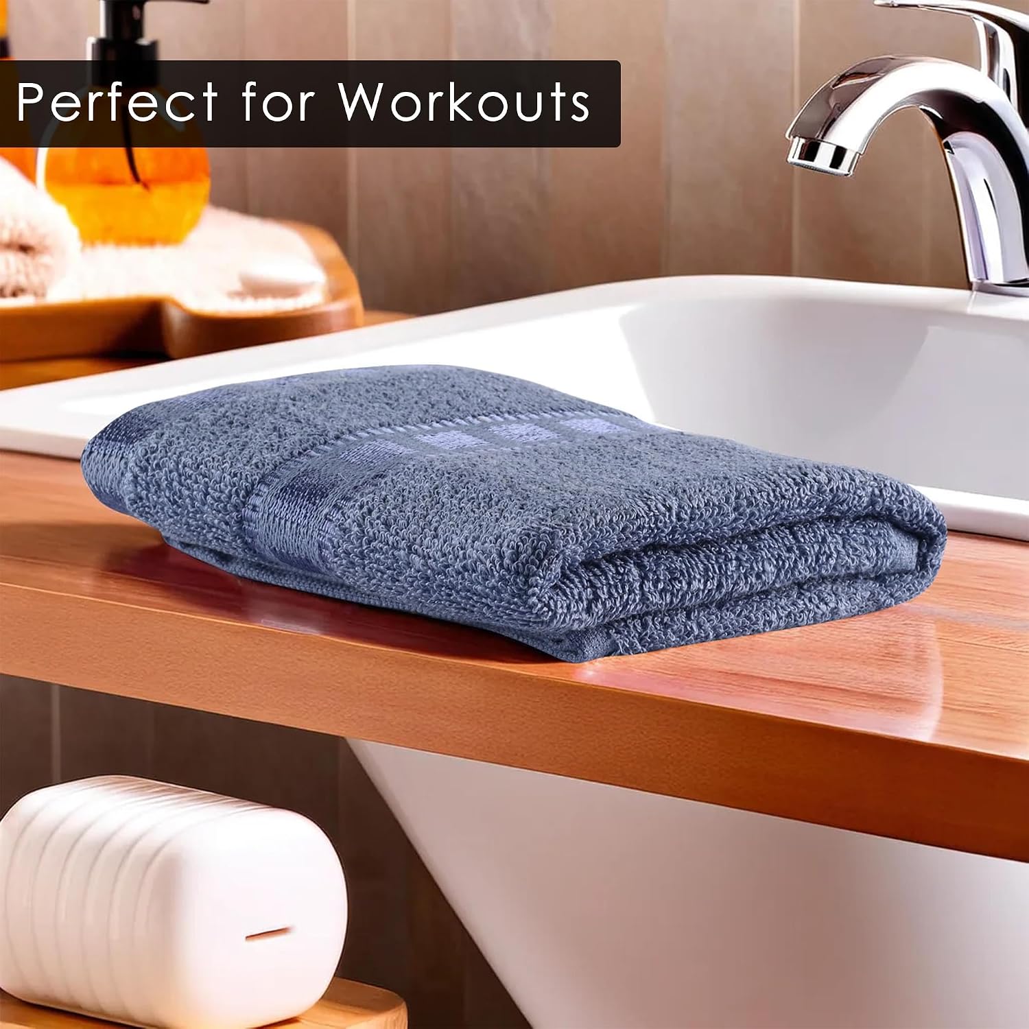 Kuber Industries Cotton Hand/Face Towels 800 Gsm | Easily Washable Workout Gym Napkins For Men (Dark Blue & Brown) - Pack Of 4