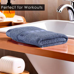 Kuber Industries Cotton Hand/Face Towels For Men & Women 1200 Gsm | Easily Washable Workout Gym Napkins For Men - Dark Blue & Golden (Pack Of 6)