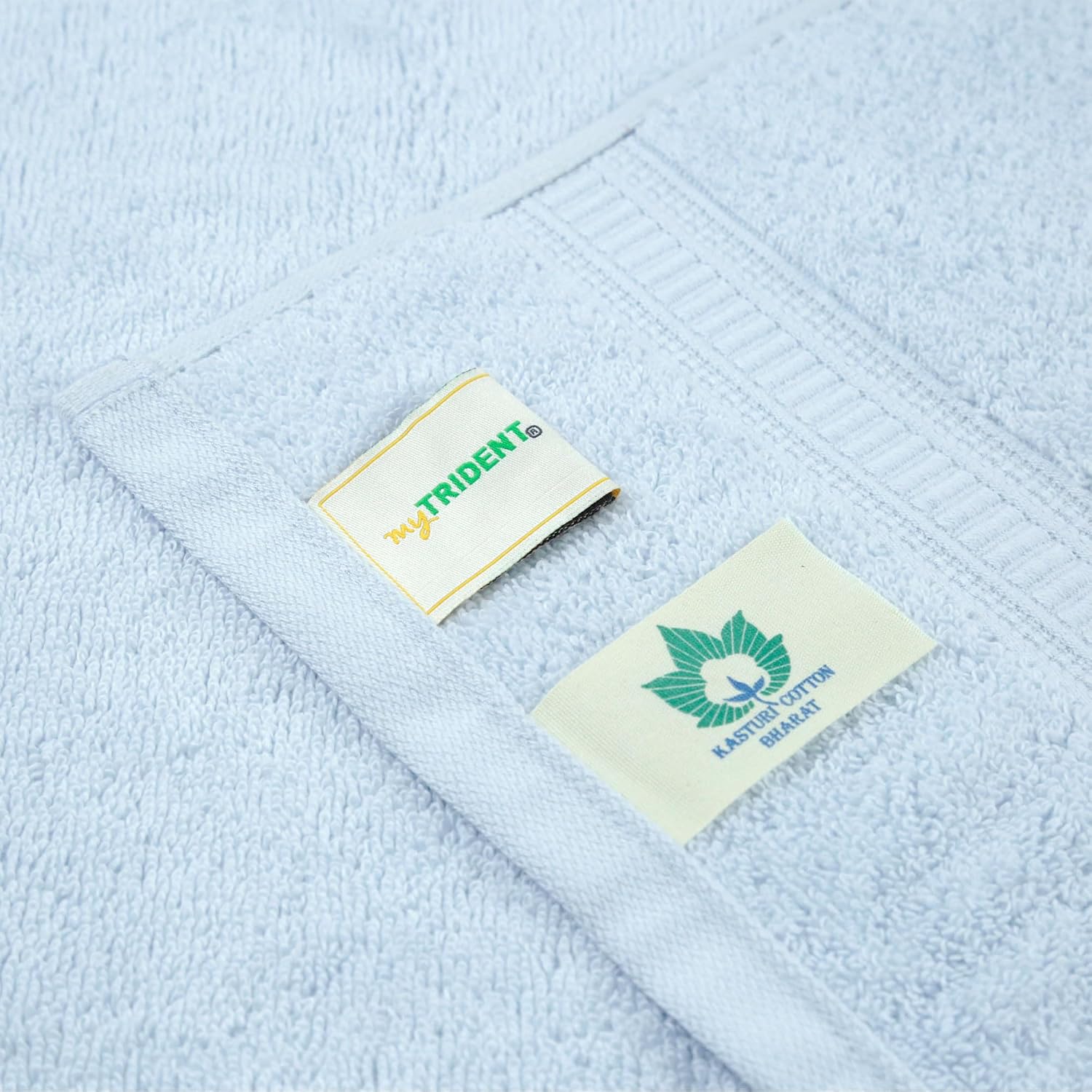 Mytrident Classic Kasturi Collection 100% Cotton 1 Bath +1 Small Bath & 2 Hand Towels 1400 Gsm | Highly Absorbent Towels (Aqua) - Set Of 4