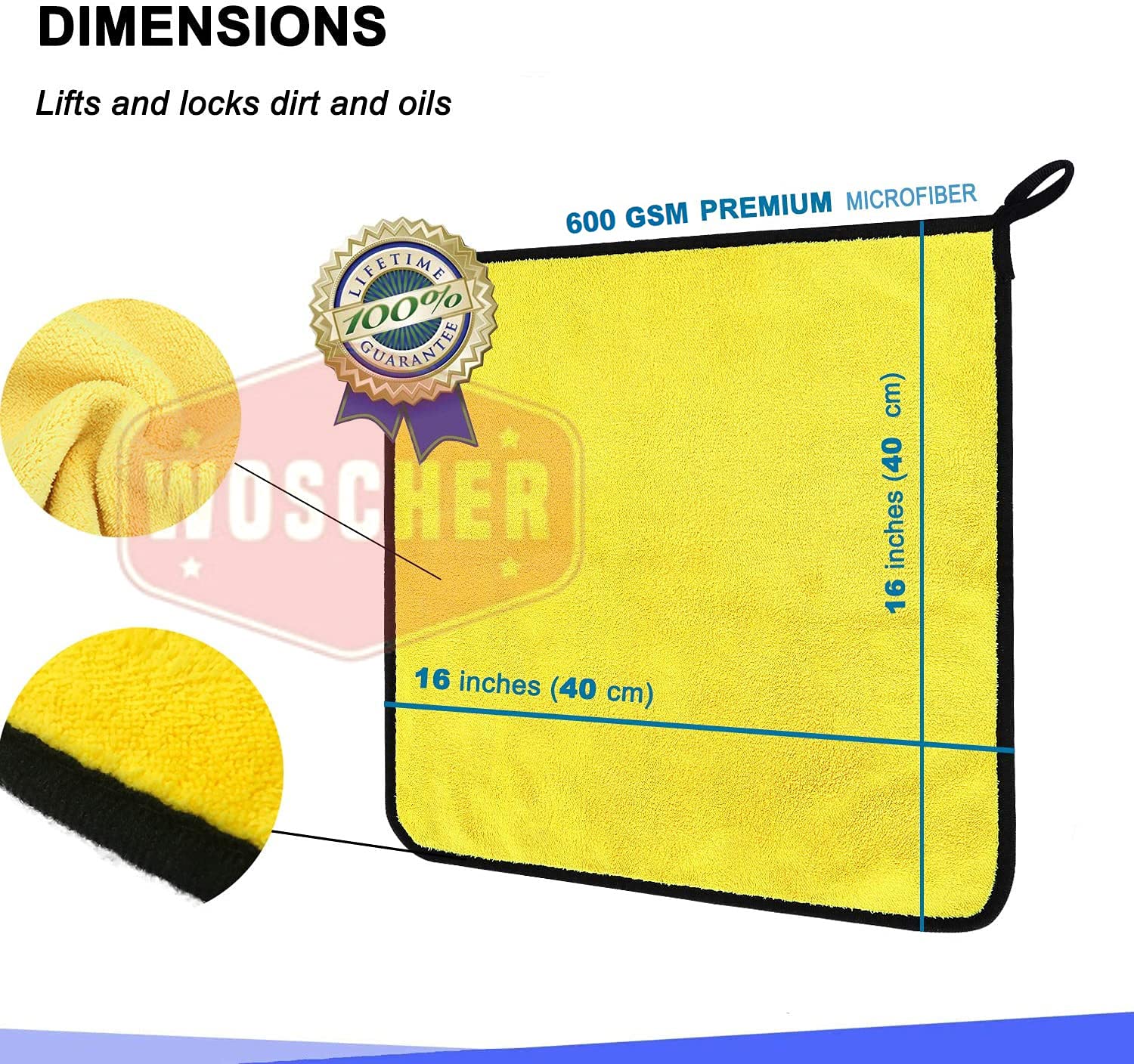 Woscher Microfiber Cloth 600 Gsm | Ultrasoft & Quick Drying Car Microfiber Cleaning Towel, Lint Free Automotive Microfiber Towel (Yellow & Grey)- Pack Of 3