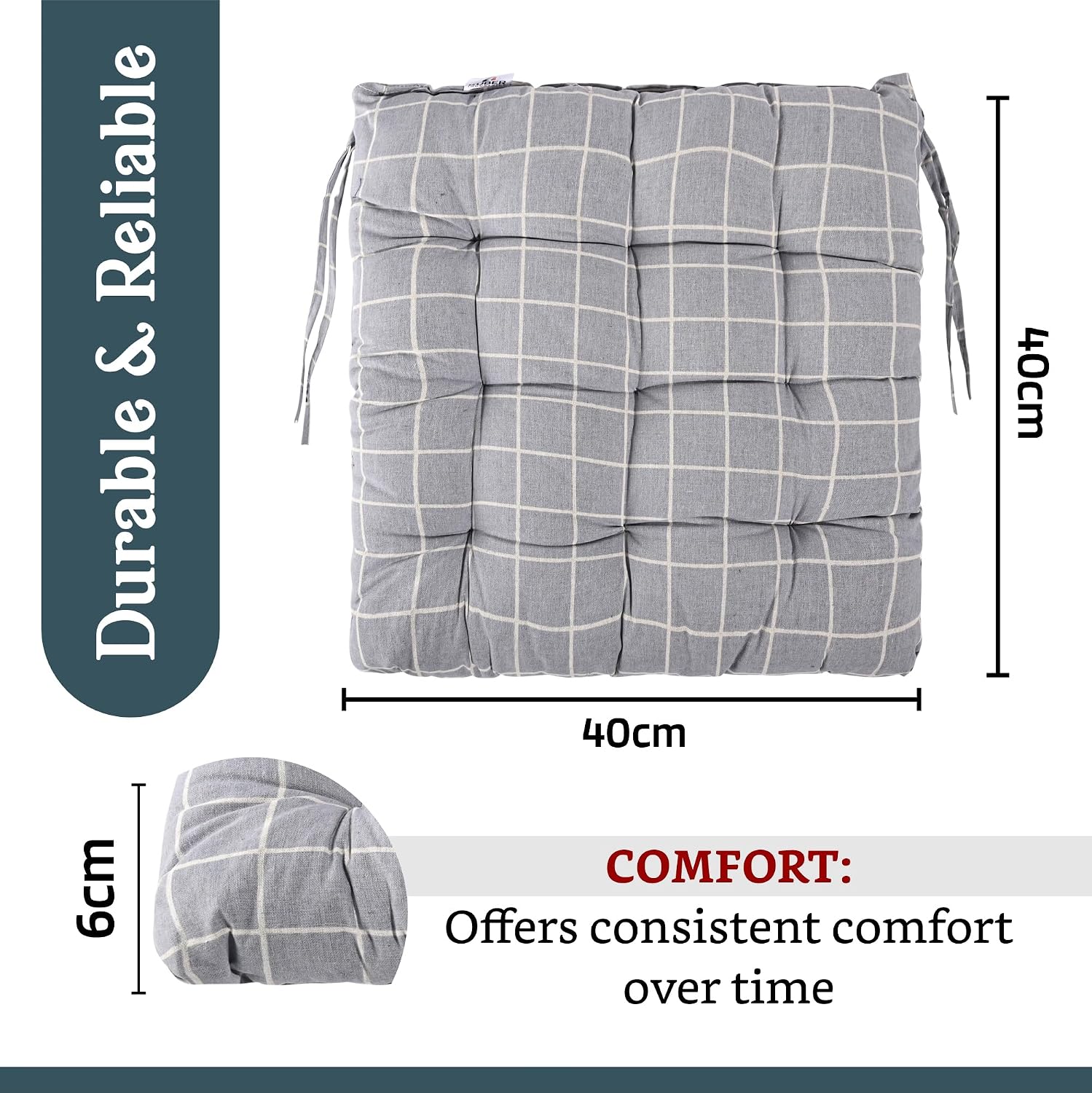 Soft Cotton Chair Cushions Pillow For Sitting, Printed - Light Grey & Maroon | Pillow For Office Work & Posture Support | Sitting Cushion, Pain Relief, Comfortable Pillow - Pack Of 2
