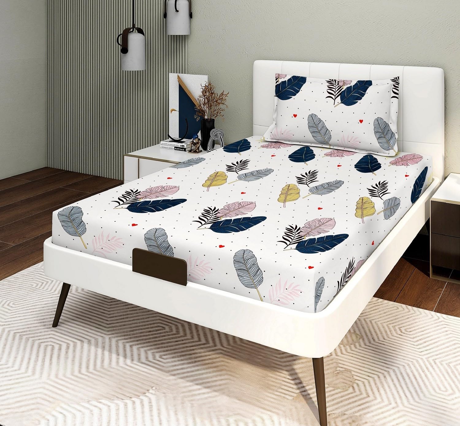 Glace Cotton Super Soft Bedsheets Single Bed Size (60 X 90 Inch) With 1 Pillow Cover | All Around Elastic Fitted Bedsheets, White
