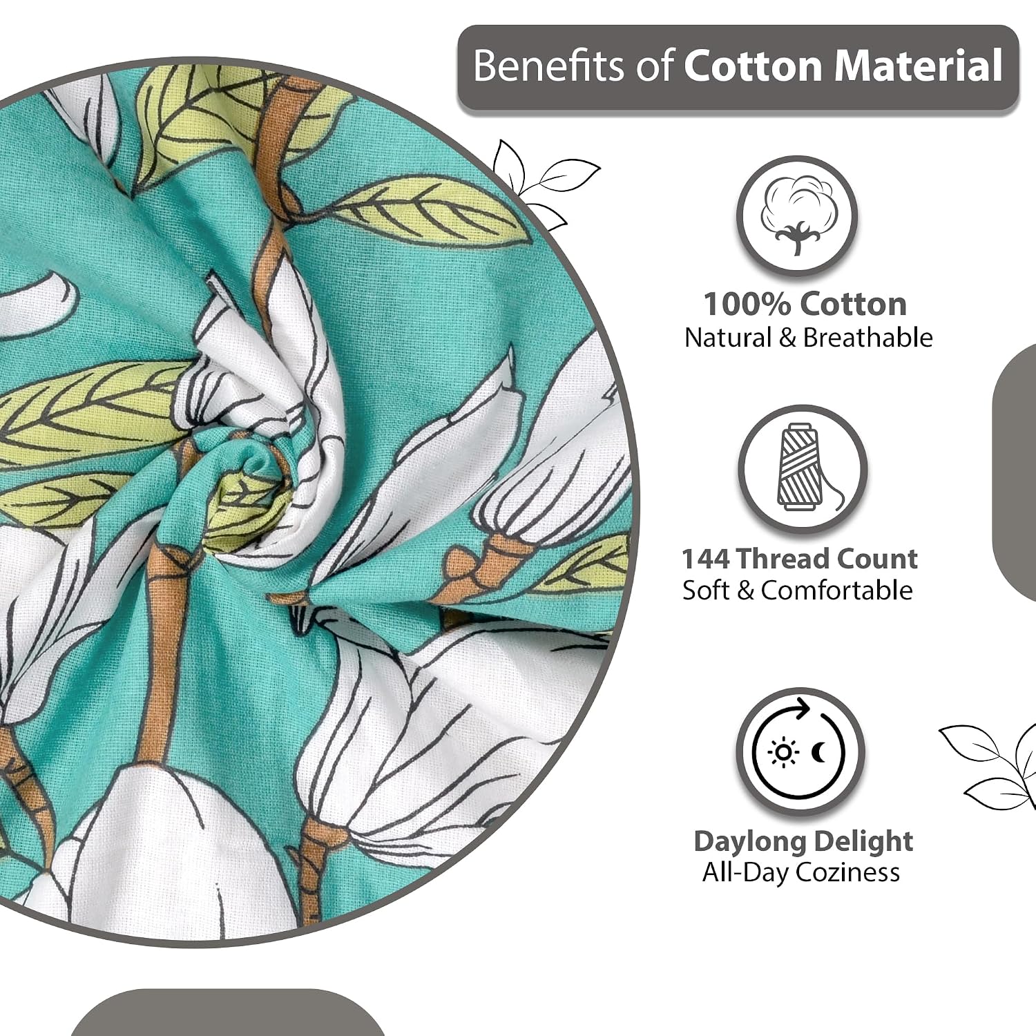 100% Pure Cotton Double Bedsheet For Queen With 2 Pillow Covers - 87 X 100 Inches, Meadow Green | Soft & Durable For Everyday Use & Bedroom - All Season Comfort