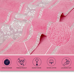 Liberty Towels 100% Cotton Large Size Bath Towel 450 Gsm | Highly Absorbent, Soft & Quick Dry Bathroom Towel | Elegant Design (Pink)