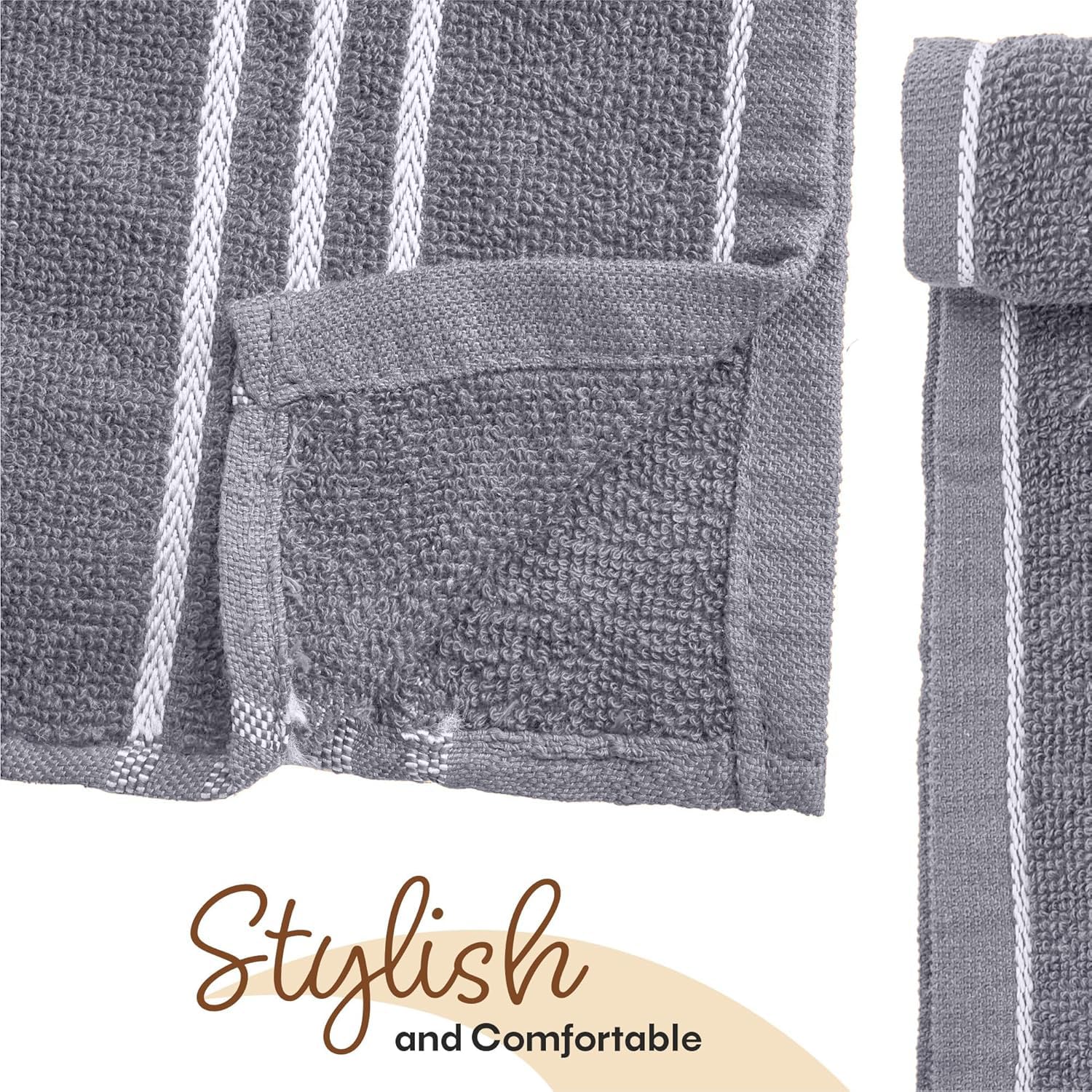100% Cotton Hand Towels 600 Gsm | Super Soft, Absorbent, Quick Dry Hand Towel For Gym & Workout (Grey, Pack Of 4)