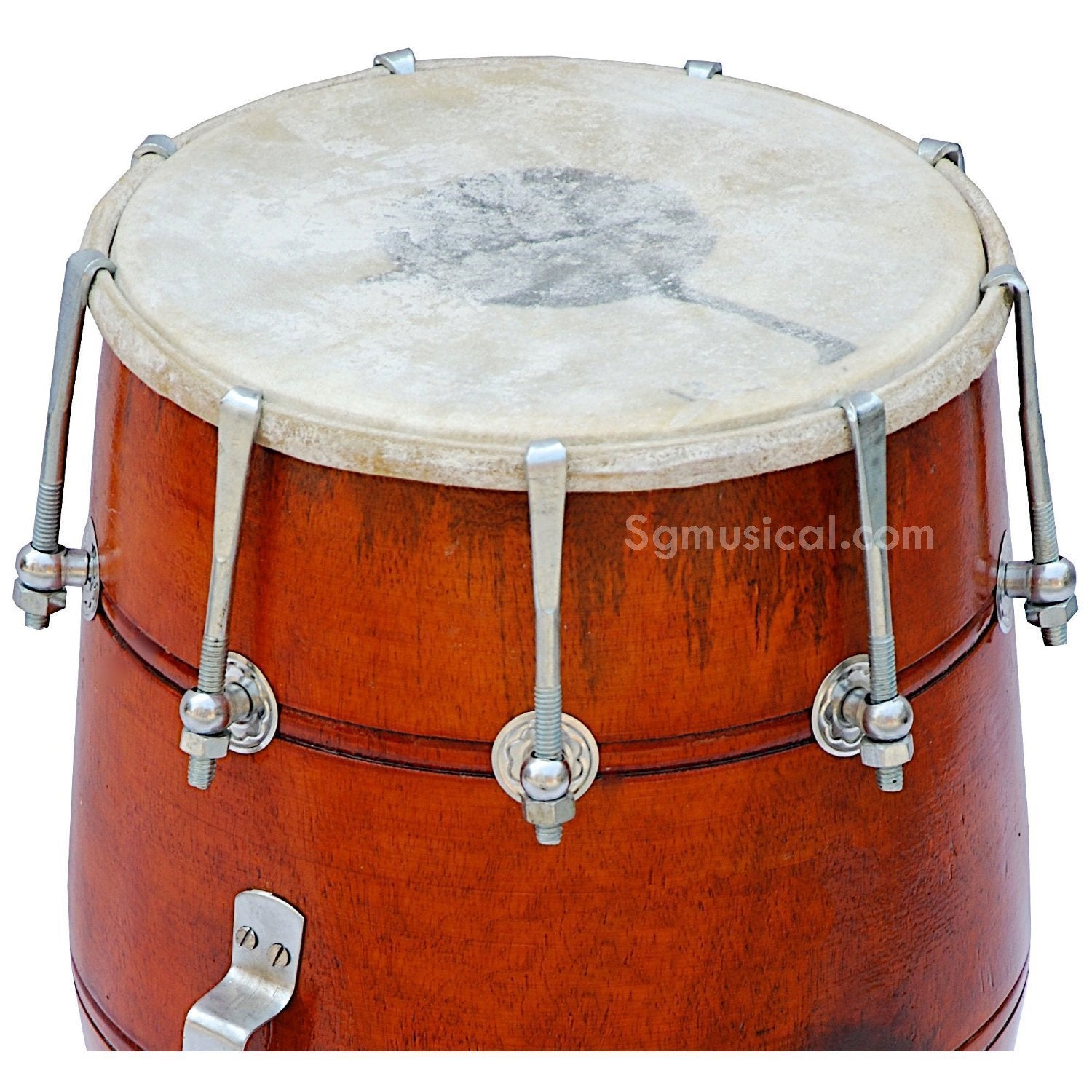 Mango Wood Bolt Tuned Dholak For Bhajan Wedding Party - Brown | Perfectly Symmetric Round Dholak - Dholak For Festival, Wedding, Satsang | Very Easy To Tune, Best Toy For Kids