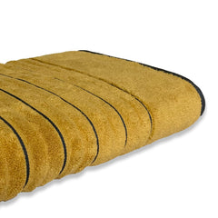 Spaces 100% Cotton Bath Towel 600 Gsm | High Loft Ribbed Texture High Absorbency Cotton Bath Towels (Dark Yellow)