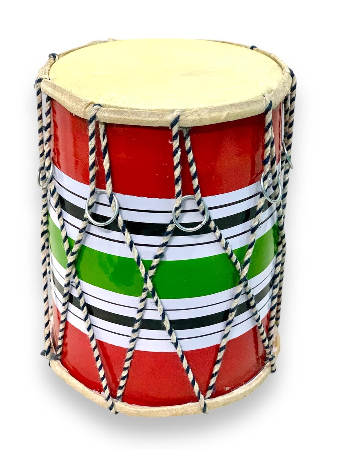 Traditional Rope & Ring Baby Dholak - Multicolor | Perfectly Symmetric Round Dholak - Dholak For Festival, Wedding, Satsang | Punjabi Dhol Drum, Housewarming Gifts