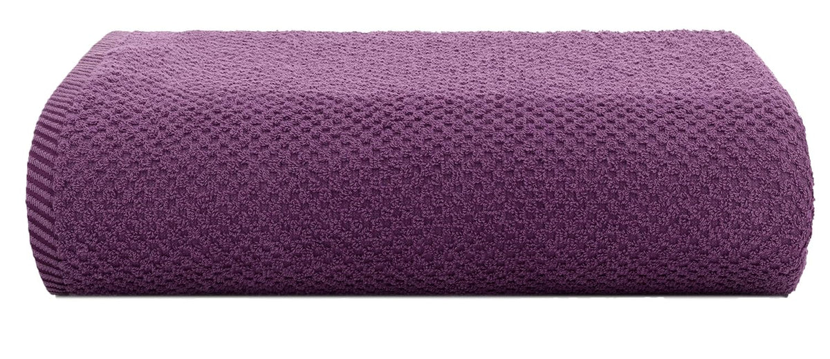 Casa Copenhagen Egyptian Cotton Waffle Large Size Bath Towel 500 Gsm (Dark Purple)