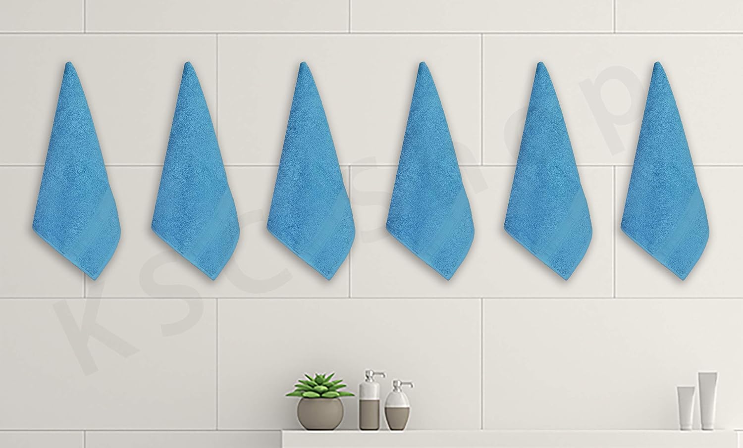 Ksc Shop Royal Cotton Hand Towel 750 Gsm - Set Of 6 (Sky Blue)