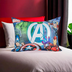 Kid's Soft Pillow For Sleeping, Marvel Avengers Print Pillow, Sky Blue - 12 X 18 Inch | Suitable For All Sleepers, Multipurpose & Comfortable, Breathable, Washable - Pack Of 12