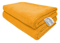 Softspun Microfiber Cleaning Cloths Towel Set 340 Gsm | Highly Absorbent Lint And Streak Free Multi-Purpose Wash Cloth For Kitchen, Car, Stainless (2 Pcs)- Orange