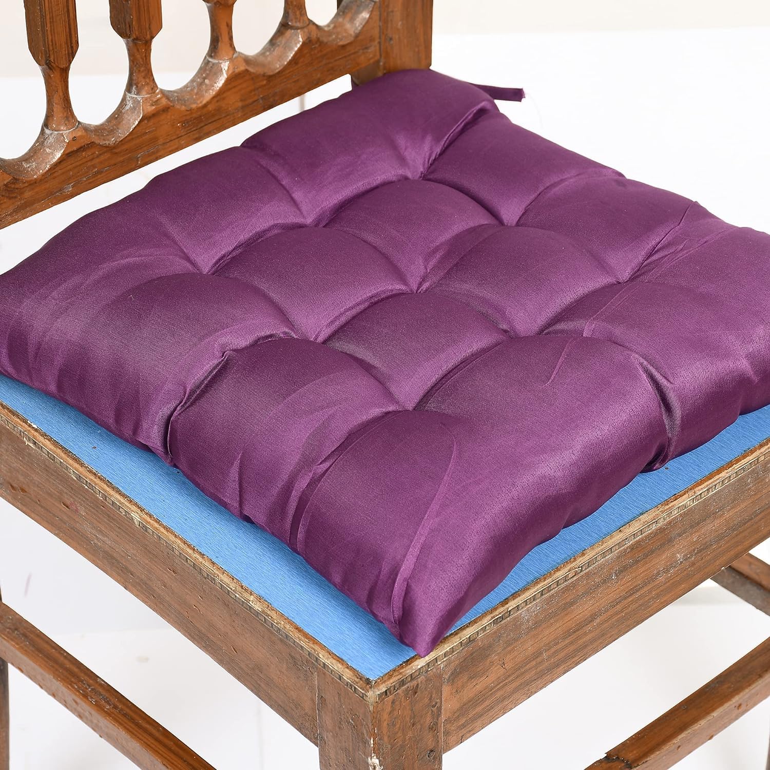 Long Chair Pad, Chair Back Rest Pillow, Cotton Long Seat Cushion, Purple | Rocking Chair Cushion, Living Room, Versatile Use | Flower Chair Pad For Meditation, Lightweight - Pack Of 2
