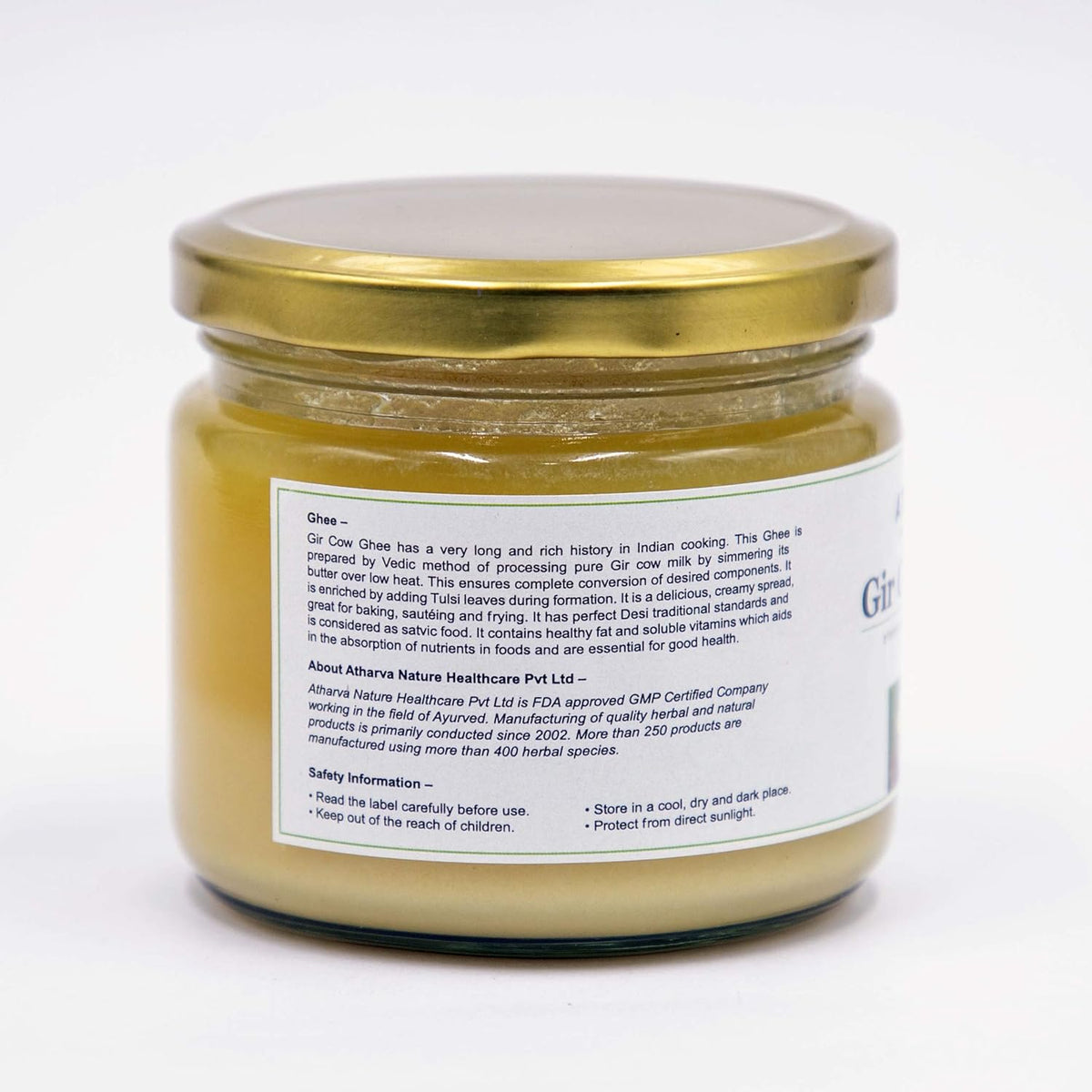 Organic Gir Cow Ghee By Atharva Soul Of Ayurved | Natural & Healthy Protein Fiber Desi Cow Ghee Perfect For Weight Loss | (250ml) 8.4 Ounce | Jar Pack