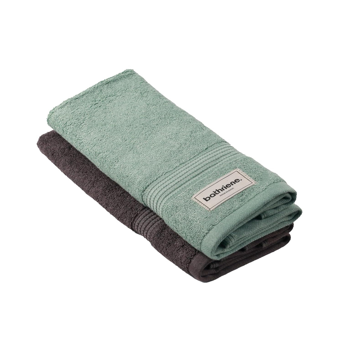 Bathriene Bamboo Hand Towels 400 Gsm | Ultra Soft & Absorbent Towel For Gym, Travel, Sports & Yoga (Midnight Grey & Garden Green) - Set Of 2