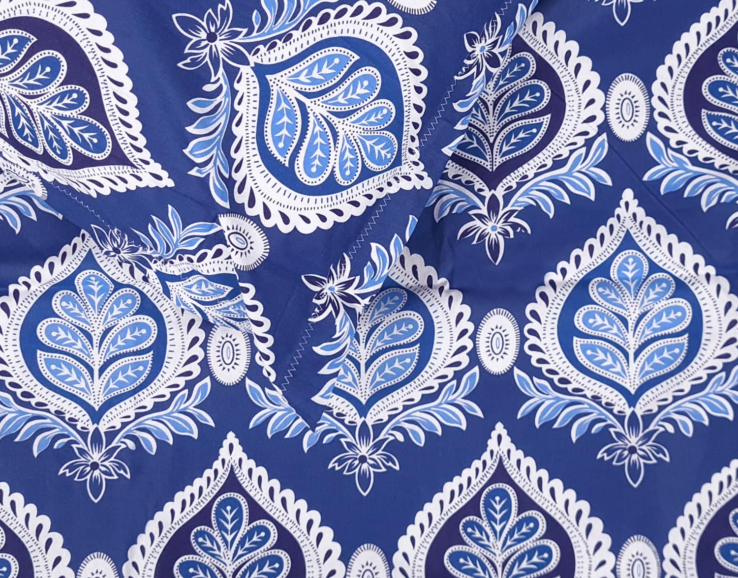 100% Pure Cotton Double Bedsheet For Queen With 2 Pillow Covers - 87 X 100 Inches, Blue & White | Soft & Durable For Everyday Use & Bedroom - All Season Comfort