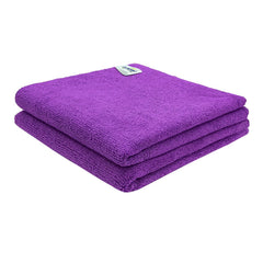 Softspun Microfiber Cloth 350 Gsm | Thick Lint & Streak-Free Multipurpose Cloths Microfibre Towels - 2 Pcs (Purple)