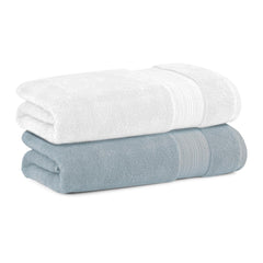 Himeya Bamboo Bath Towel 1200 Gsm | Ultra Absorbent 3x Softer Than Cotton Towels | Pack Of 2 - Steel Blue & Ice Burst