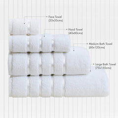 Spread Spain Roman 100% Cotton Bath Towel 600gsm | Super Absorption Quick Dry Large & Small Towel Set - White (Set Of 4)