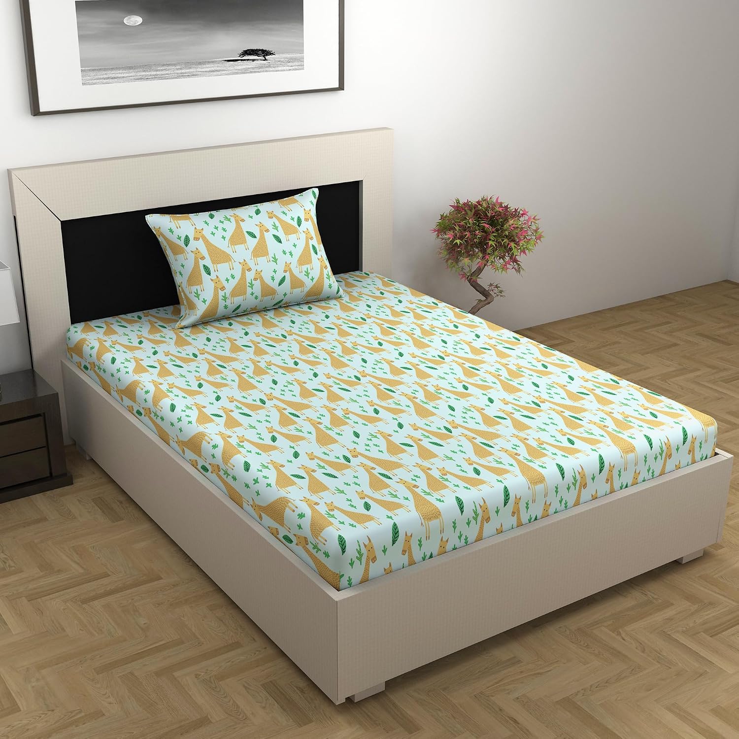 1 Single Bedsheet With 1 Pillow Cover - 57 X 87 Inches, Multicolor | Skin Friendly Fabric For Everyday Use - Soft, Breathable & Comfortable Sleeping