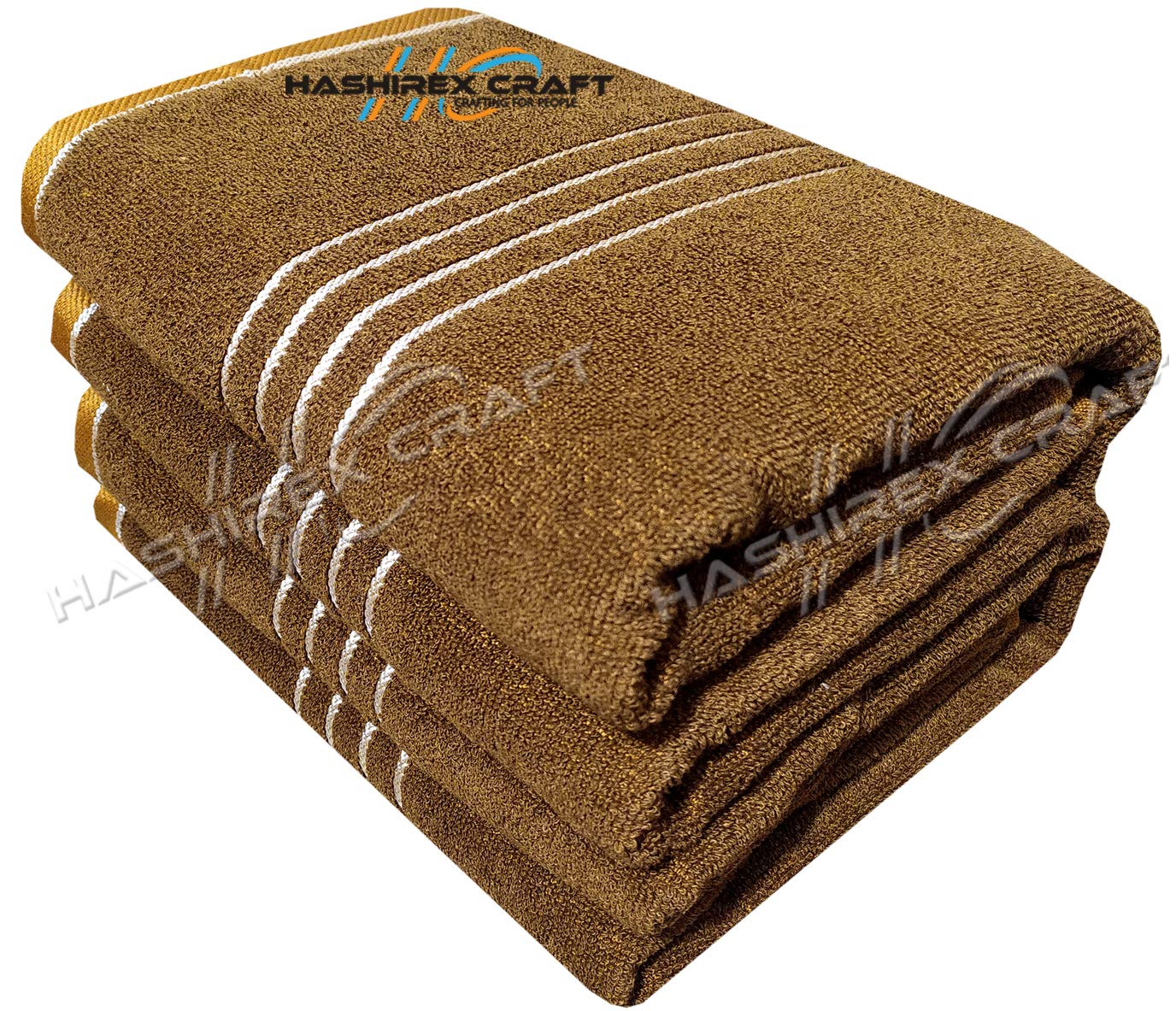 Hashirex Craft Men'S Pure Xxxl Cotton Bath Towel 1300 Gsm (Brown) - Pack Of 2