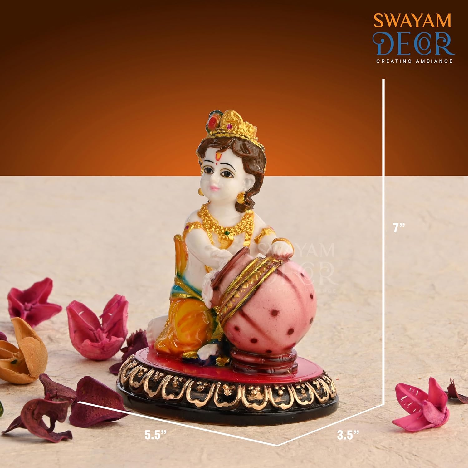 Marble Bal Gopal Murti | Lord Krishna Idol, Kanha Ji, Polyresin Marble, Statue, Traditional Style, Easy Maintenance, Baby Krishna, Perfect Home Decor, Krishna Idol Of 1