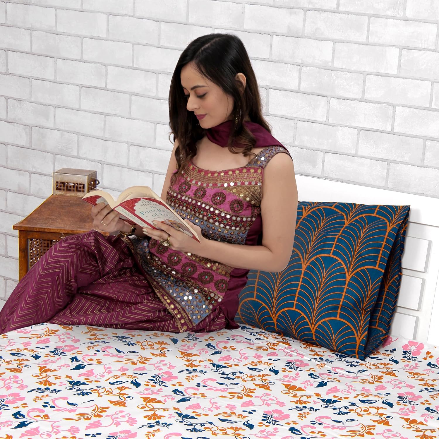 Cotton Double Bedsheet With 2 Pillow Covers | 87 X 100 Inches, Multicolor - Soft & Breathable Fabric | Comfortable For Daily Use