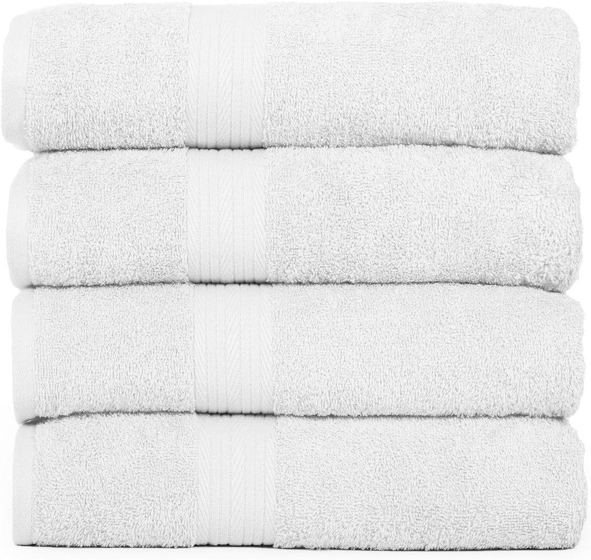 Harbell Home 100% Cotton Large Full Size Bath Towels 1800 Gsm | Hotel & Spa, Super Soft Absorbent Bath Towel (White) - 4 Pcs