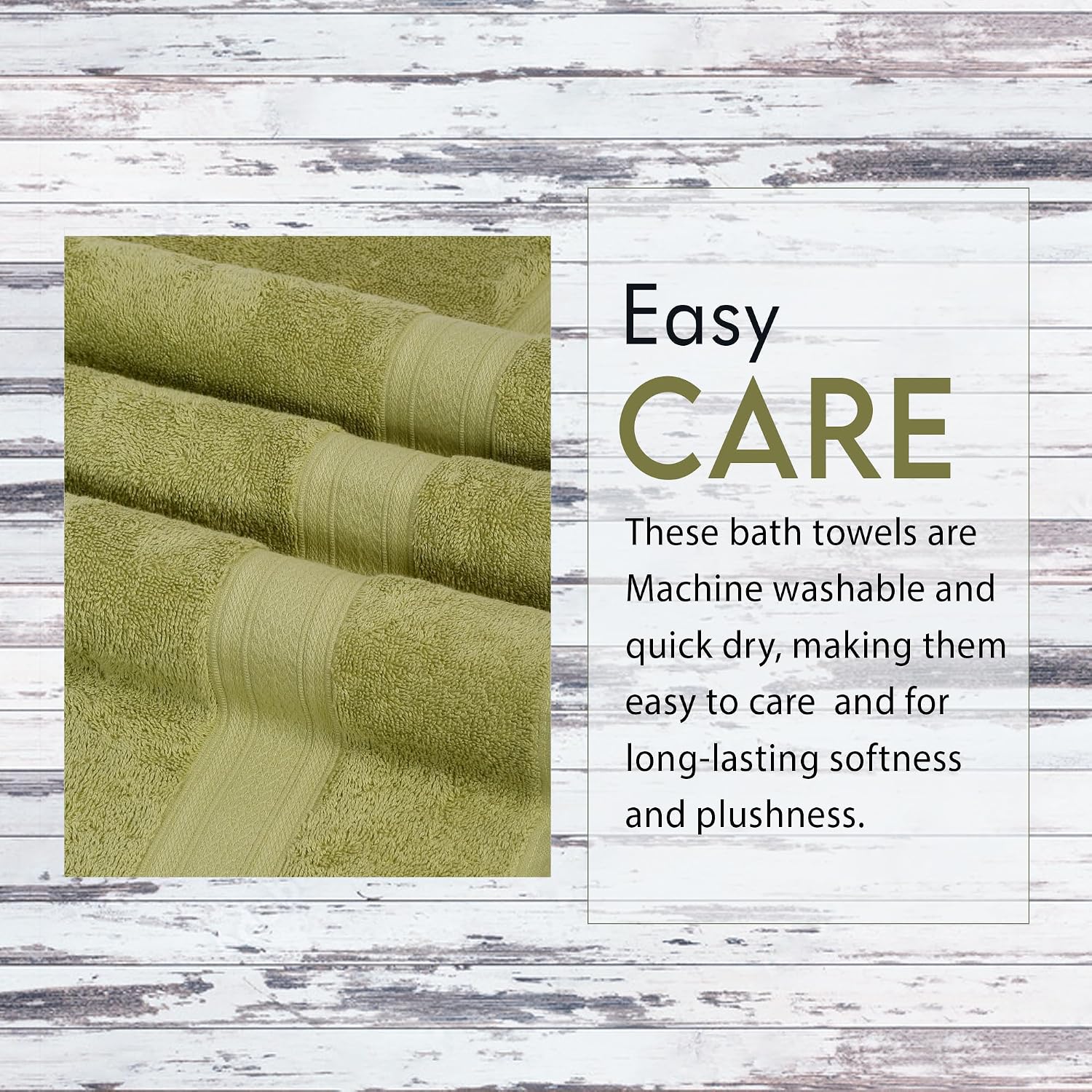 Ambra Linens 500 Gsm Highly Absorbent Towel, 100% Cotton, Soft & Plush, All Seasons Use, Large, Everyday Use, Durable (Summer Green)