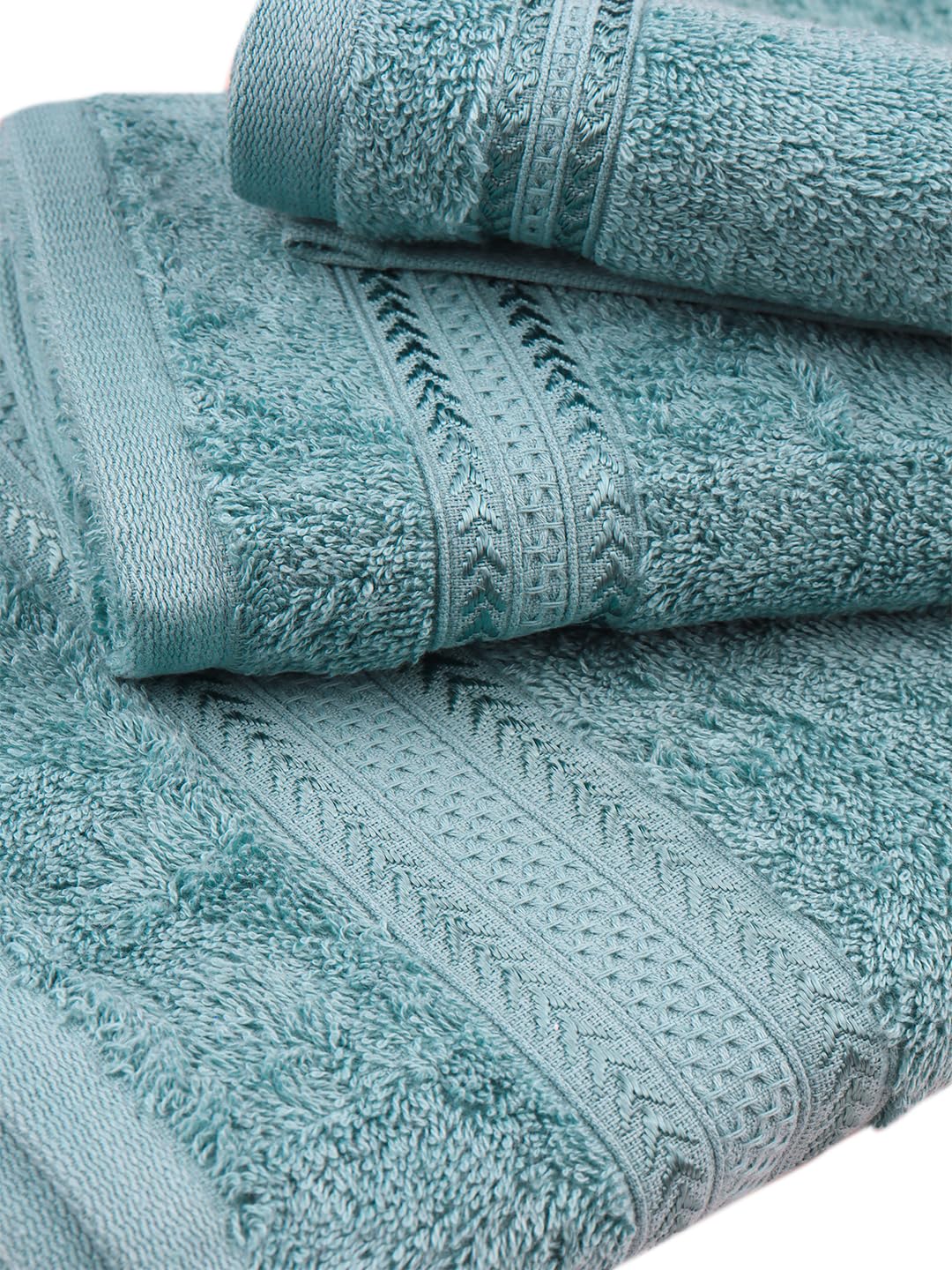 Ramraj Cotton Bamboo Terry Bath, Hand & Face Towel 850 Gsm | Quick Dry & Anti Microbial Combo Towel (Blue) - Set Of 3