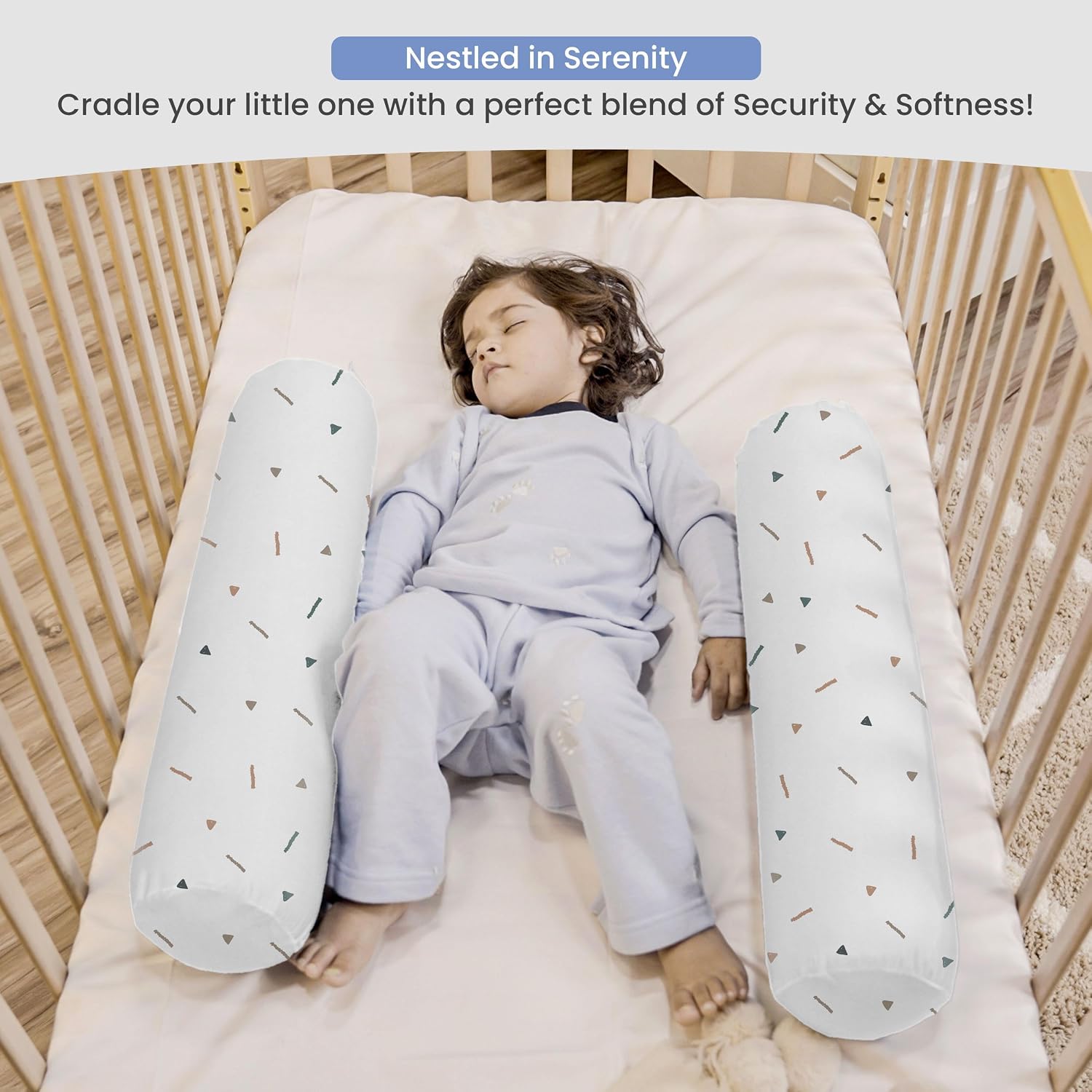 Memory Foam Soft Baby Bolster Pillow Cushion For Side & Neck Support, White | Removable & Washable Cover, Versatile Use, Comfortable & Restful Sleep, Portable, Lightweight Bed Pillow