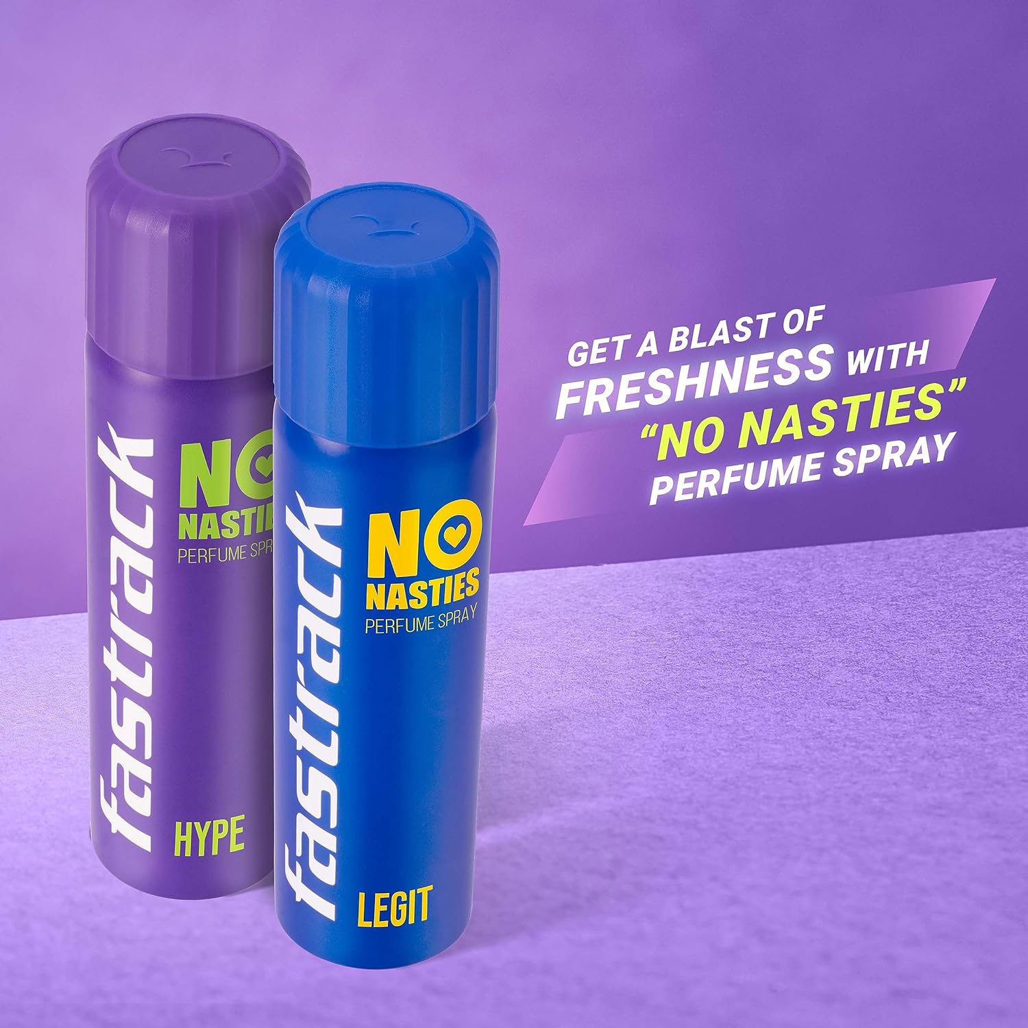 Fastrack No Nasties Hype + Legit Deodorant Perfume Spray 135ml 4.5 Fl.oz. Each Pack Of 2 | Unisex Fragrance